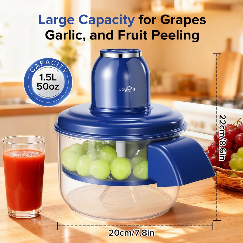 JOYHILL Electric Grape Peeling Machine, Automatic Fruit and Garlic Peeler for Grape Tomato Cherry, 50W Motor with Stainless Steel Blades, Rechargeable Cordless Kitchen Peeling Tool (Blue-1PC) - Image 2
