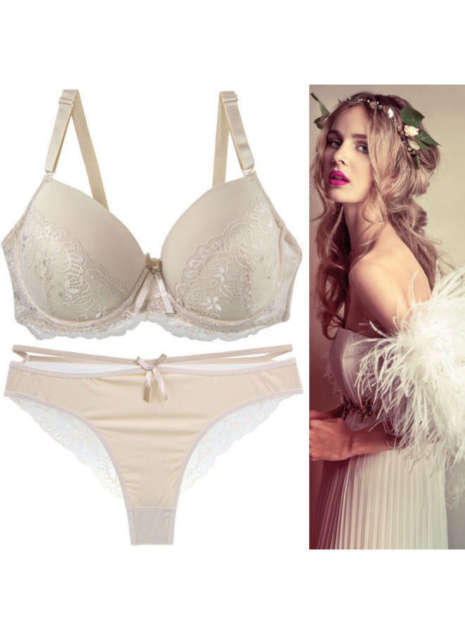 European And American Hot Underwear Large Size Lace Splicing Bra Briefs Light And Breathable Suit