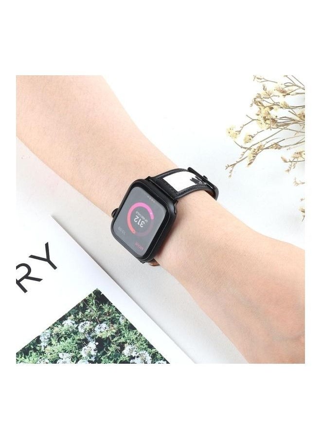 NIBEMINENT - Ink Painting Leather Replacement Strap Watchband For Apple Watch Series 7/6/SE/5/4/3/2/1 41/40/38mm Black - Image 1