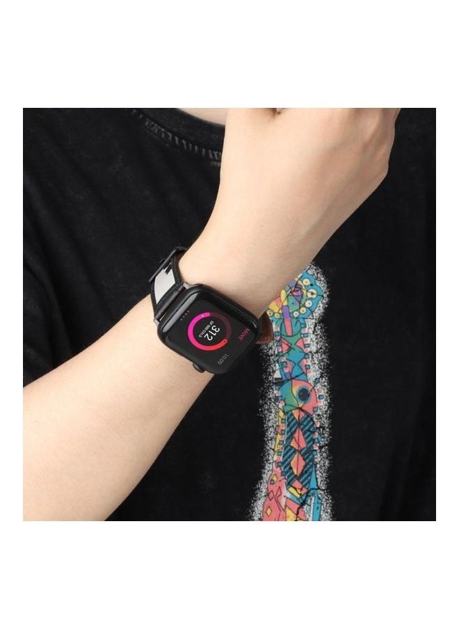 NIBEMINENT - Ink Painting Leather Replacement Strap Watchband For Apple Watch Series 7/6/SE/5/4/3/2/1 41/40/38mm Black - Image 1