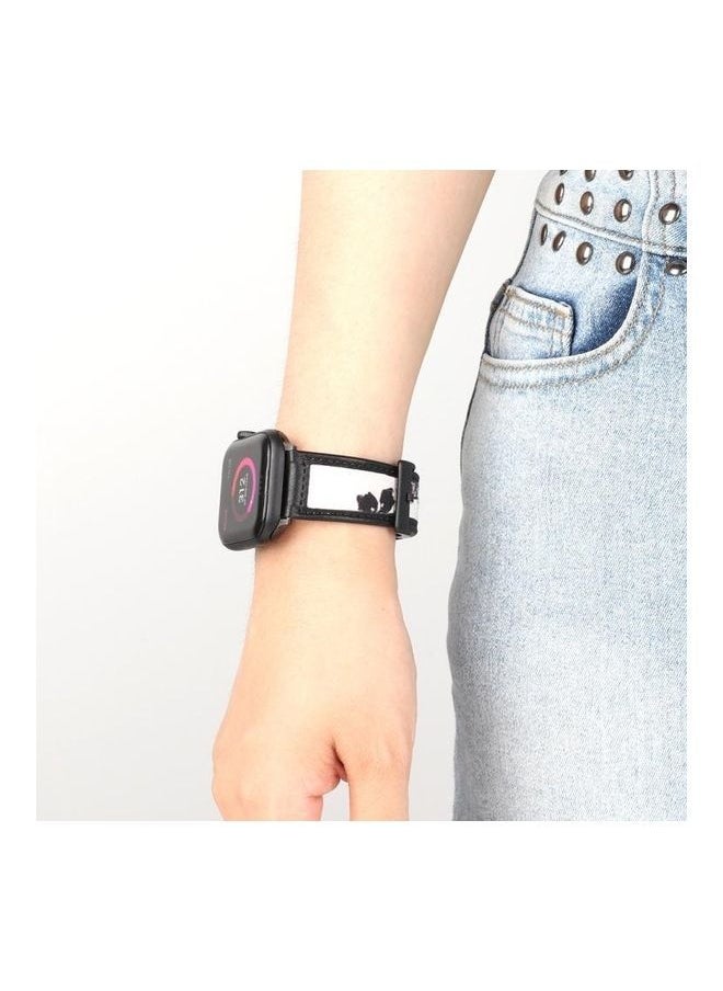 NIBEMINENT - Ink Painting Leather Replacement Strap Watchband For Apple Watch Series 7/6/SE/5/4/3/2/1 41/40/38mm Black - Image 1
