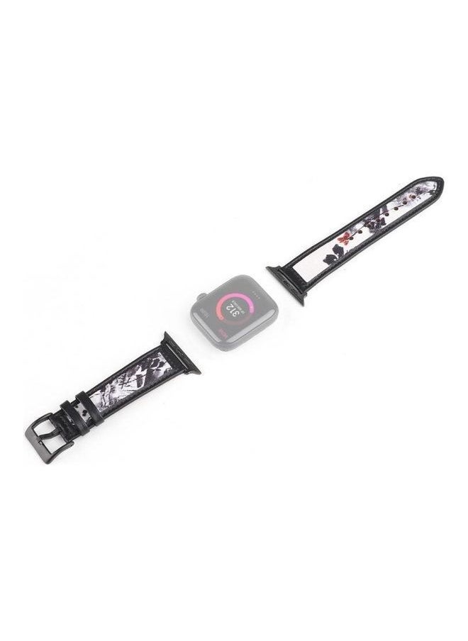 NIBEMINENT - Ink Painting Leather Replacement Strap Watchband For Apple Watch Series 7/6/SE/5/4/3/2/1 41/40/38mm Black - Image 1