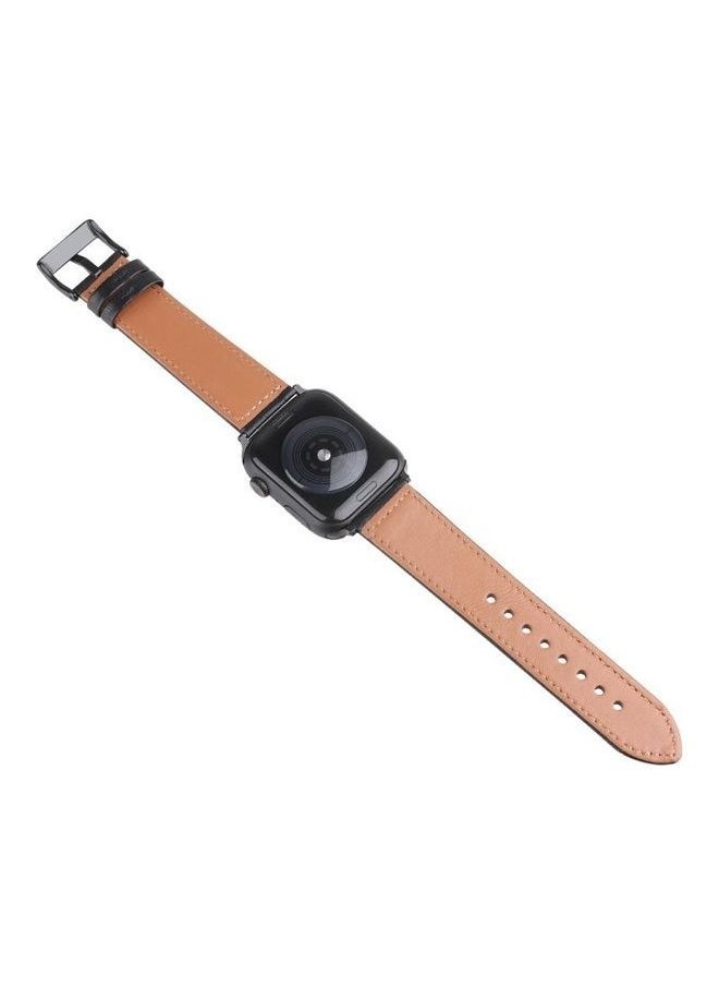 NIBEMINENT - Ink Painting Leather Replacement Strap Watchband For Apple Watch Series 7/6/SE/5/4/3/2/1 41/40/38mm Black - Image 1