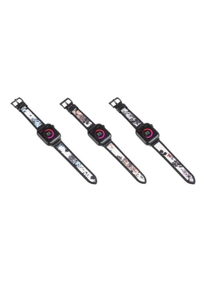 NIBEMINENT - Ink Painting Leather Replacement Strap Watchband For Apple Watch Series 7/6/SE/5/4/3/2/1 41/40/38mm Black - Image 1
