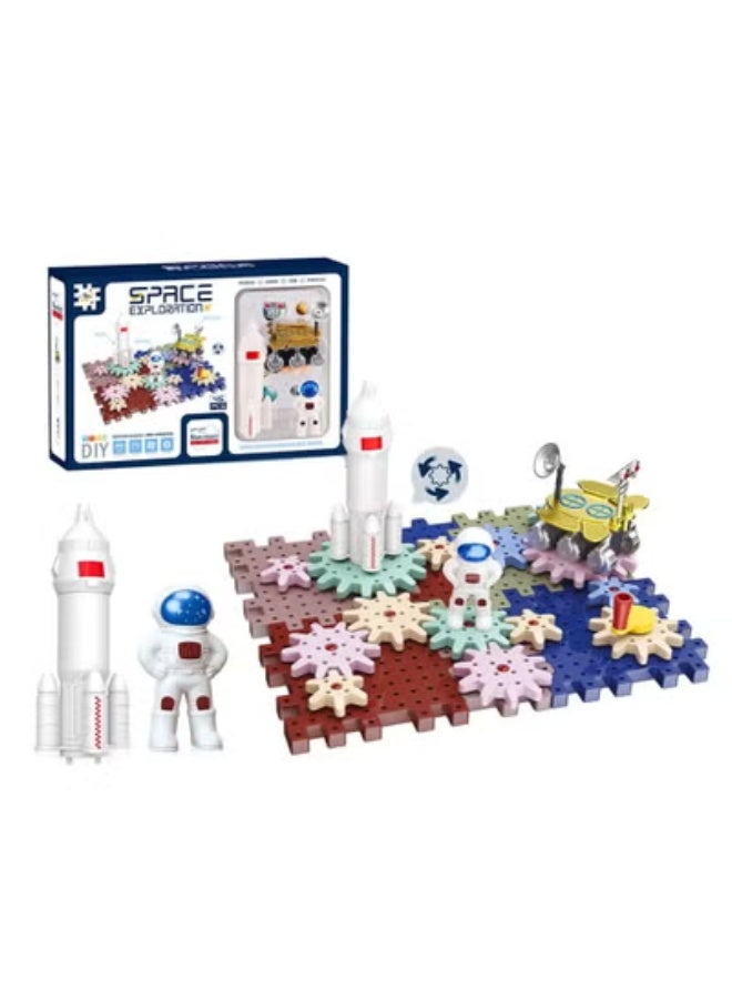 ممز بلانيت العاب اطفال بازل كهربائيه - مجموعة بناء صاروخ فضائي كهربائي يمكنك تركيبها بنفسك مع الموسيقى والضوء، العاب تعليمية مبتكرة للكريسماس وعيد الميلاد، هدايا العاب للاطفال الصغار - العاب اولاد والعاب بنات- العاب اطفال- العاب تنمية- العاب حركه- العاب تعليميه - Image 1