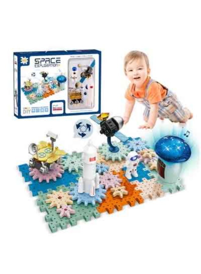 ممز بلانيت العاب اطفال بازل كهربائيه - مجموعة بناء صاروخ فضائي كهربائي يمكنك تركيبها بنفسك مع الموسيقى والضوء، العاب تعليمية مبتكرة للكريسماس وعيد الميلاد، هدايا العاب للاطفال الصغار - العاب اولاد والعاب بنات- العاب اطفال- العاب تنمية- العاب حركه- العاب تعليميه - Image 2