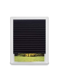 RoyalPolar Temporary Blinds Cordless Blackout Pleated Fabric Shade Easy to Cut and Install, Pleated Window Paper with 2 Clips (60*150cm, Black)