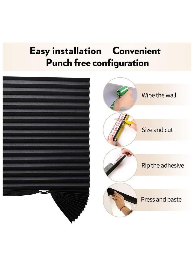 Royal Polar - RoyalPolar Temporary Blinds Cordless Blackout Pleated Fabric Shade Easy to Cut and Install, Pleated Window Paper with 2 Clips (60*150cm, Black) - Image 1