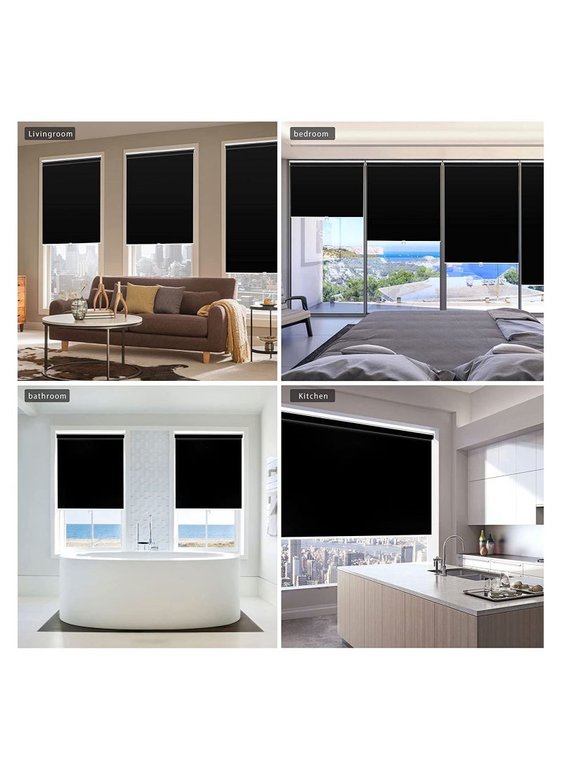 Royal Polar - RoyalPolar Temporary Blinds Cordless Blackout Pleated Fabric Shade Easy to Cut and Install, Pleated Window Paper with 2 Clips (60*150cm, Black) - Image 1
