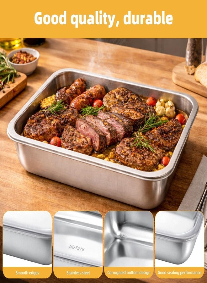 Penitue 4pcs Stainless Steel Food Storage Containers with Lids, Airtight Stackable Metal Meal Prep Containers Deli Meat Keeper for Refrigerator Freezer for Picnic BBQ Party Travel & Office Lunch - Image 5
