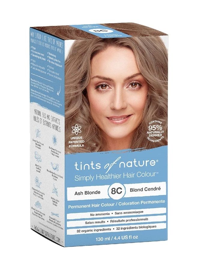 tints of nature صبغة شعر دائمة طبيعية، تغذي الشعر وتغطي الشيب، 1 × 130 مل - 8N أشقر فاتح - Image 2