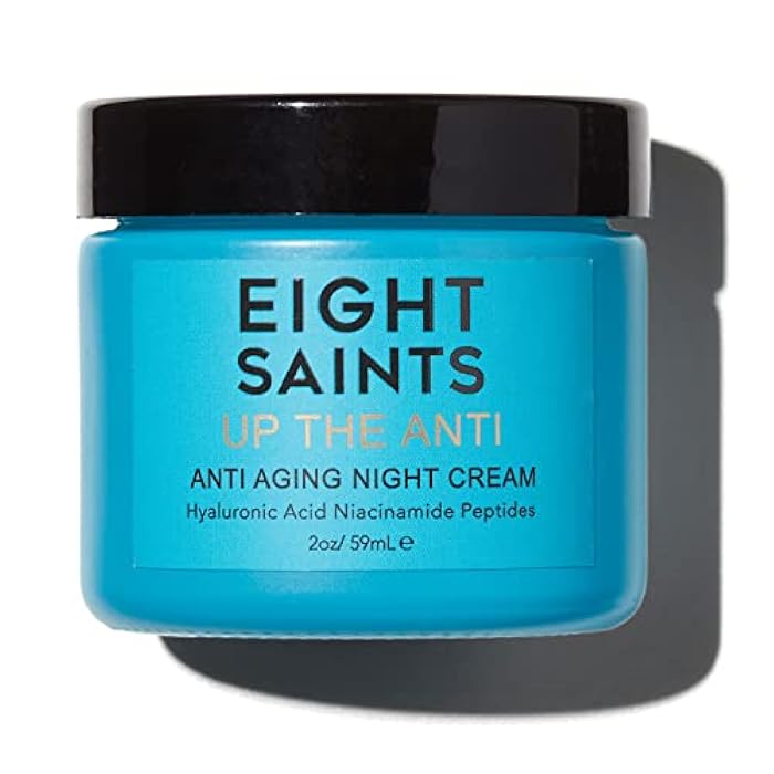 Eight Saints Skin Care Up the Anti Night Cream Face Moisturizer to Reduce Fine Lines and Wrinkles, Natural and Organic Anti Aging Cream For Face & Neck with Niacinamide and Hyaluronic Acid, 2 Ounces - Image 1