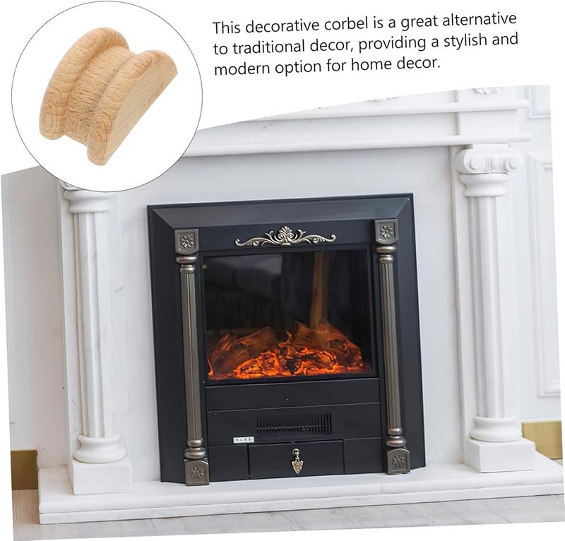 4 قطع رأس عمود روماني خشبي زخرفي للفروتشر والطاولات - Image 3