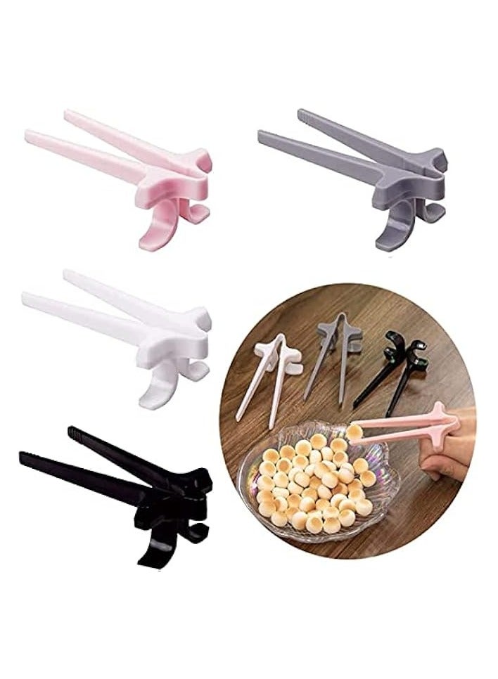 erorex 4pcs Finger Chopsticks for Gamers, Lazy Auxiliary Chopsticks, Portable Snack Clamp Clips, Food Grade Plastic Food Tweezers for Gamers - Image 1