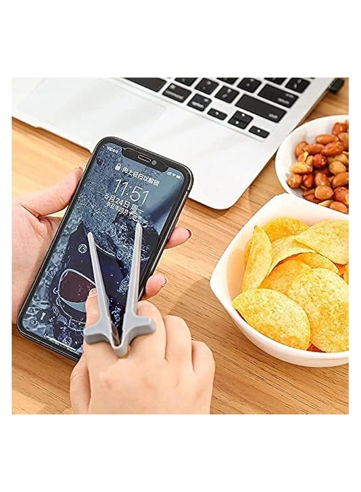 erorex 4pcs Finger Chopsticks for Gamers, Lazy Auxiliary Chopsticks, Portable Snack Clamp Clips, Food Grade Plastic Food Tweezers for Gamers - Image 3