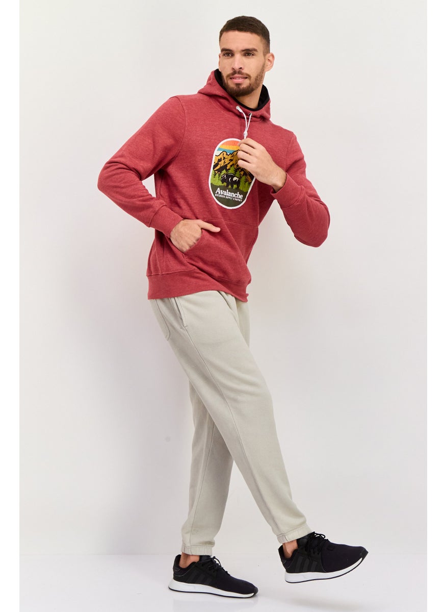 Avalanche Men Sportswear Fit Graphic Print Long Sleeves Outdoor Sweatshirt, Coral  - Image 4