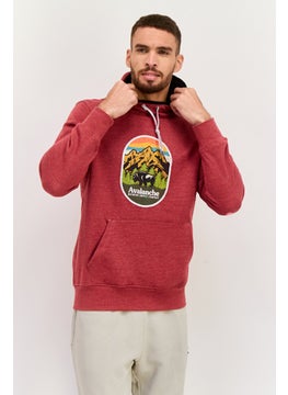 Avalanche Men Sportswear Fit Graphic Print Long Sleeves Outdoor Sweatshirt, Coral  - Image 1