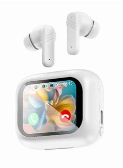 Generic True Wireless Active Noise Cancel ANC Bluetooth Earphones TWS In-ear Earbuds, Remote Selfie Photograph 2’’ Full Color Display Smart Touch Siri Control Screen Charging Case, ENC HiFi Stereo Headphones Ear Buds(Moonlight White)  - Image 2