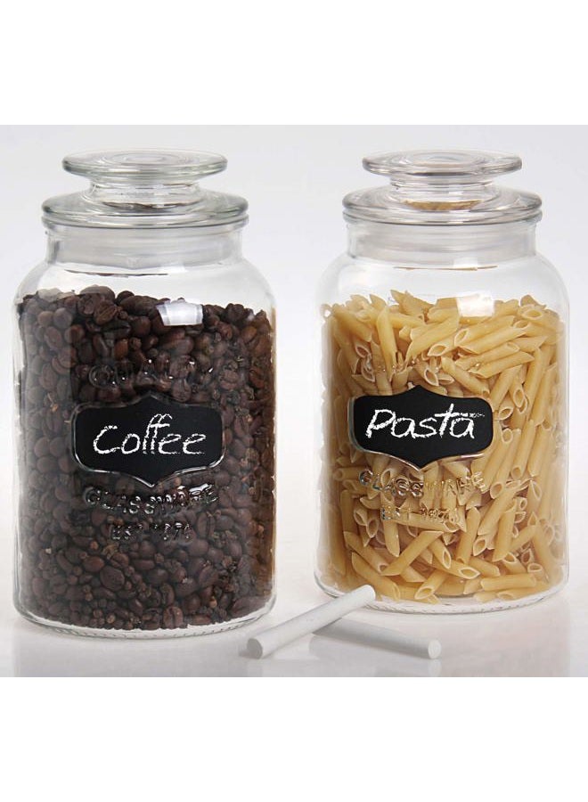 estilo Round Glass Canister Jars With Airtight Lids Ideal for Cookies, Candies, Cereal, Includes Chalkboard Labels And Chalk-1/2 Gallon (Set of 2), Clear - Image 5