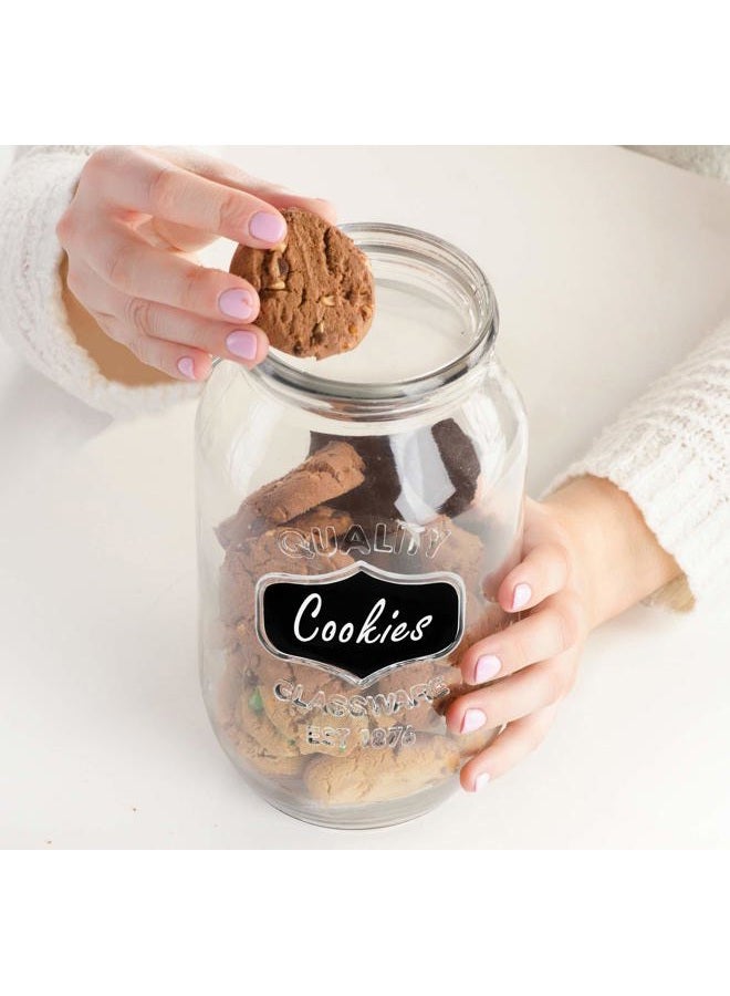 estilo Round Glass Canister Jars With Airtight Lids Ideal for Cookies, Candies, Cereal, Includes Chalkboard Labels And Chalk-1/2 Gallon (Set of 2), Clear - Image 3
