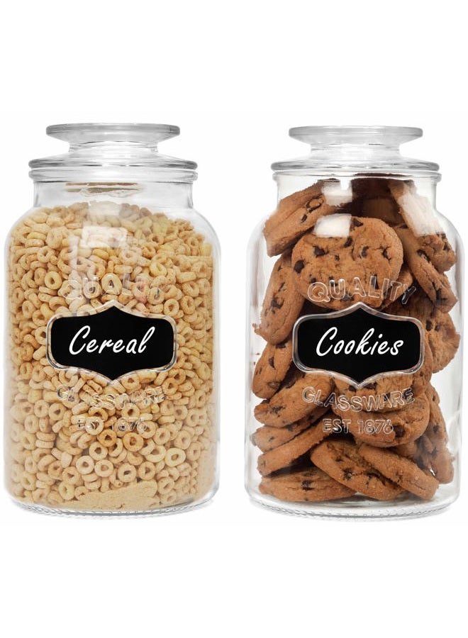 estilo Round Glass Canister Jars With Airtight Lids Ideal for Cookies, Candies, Cereal, Includes Chalkboard Labels And Chalk-1/2 Gallon (Set of 2), Clear - Image 2