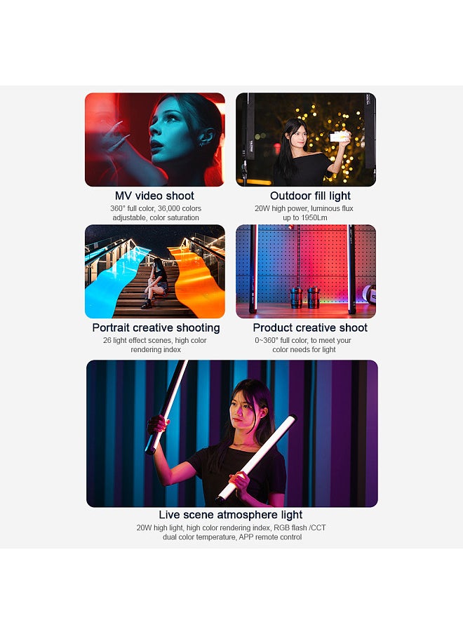 VILTROX K60 20W RGB LED Light Bi-Color Light Tube Portable Fill Light Wand Stick 2500K-8500K Dimmable TLCI≥97 CRI≥95 with 26 Special Scene Effects OLED Screen  - Image 4