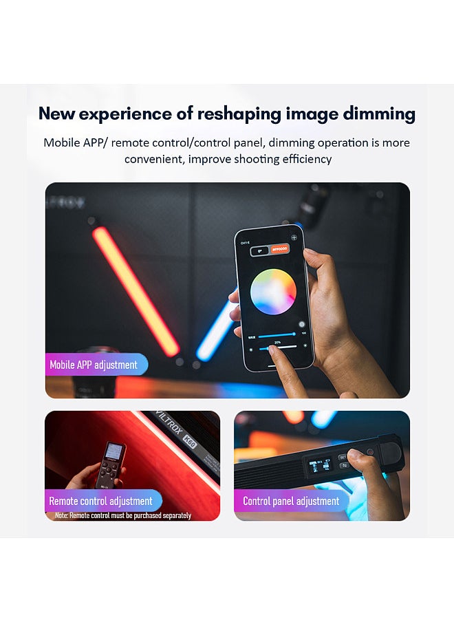 VILTROX K60 20W RGB LED Light Bi-Color Light Tube Portable Fill Light Wand Stick 2500K-8500K Dimmable TLCI≥97 CRI≥95 with 26 Special Scene Effects OLED Screen  - Image 3