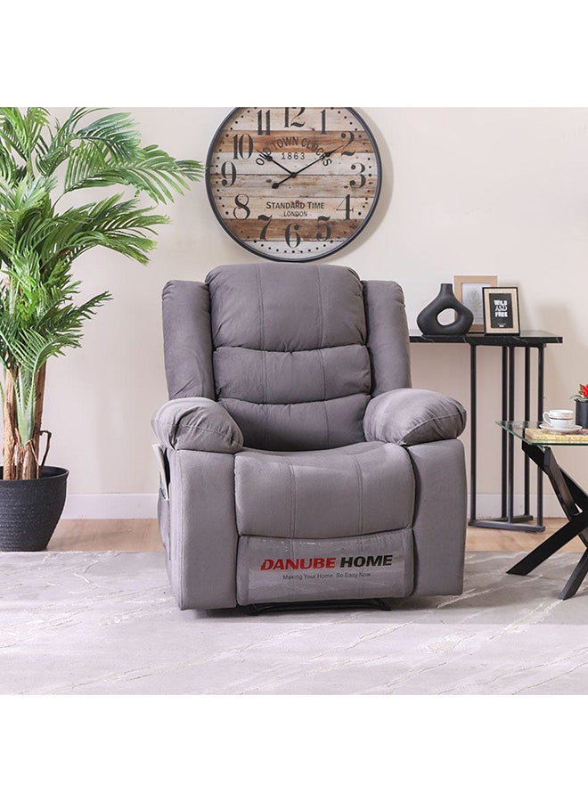 DANUBE HOME كرسي مينا بمقعد واحد مصنوع من القماش مع حامل أكواب وجيوب، تصميم حديث، مقعد واحد، كرسي استرخاء لغرفة المعيشة، 97 × 84 × 103 سم، رمادي داكن - Image 1