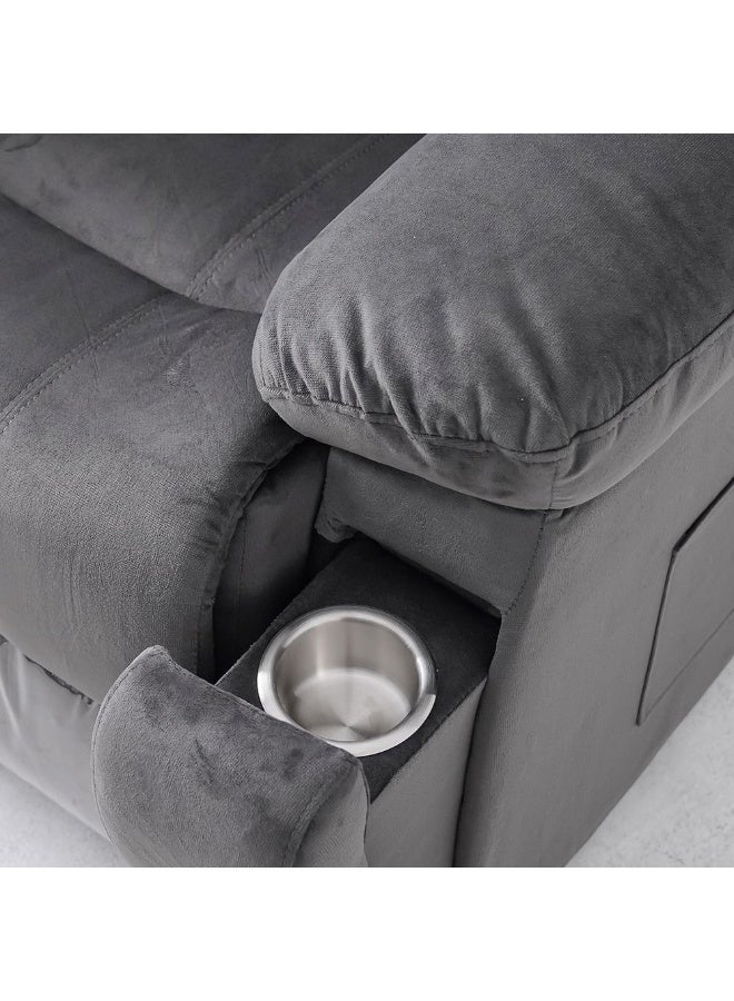 DANUBE HOME Mina 1 Seater ManuaFabric Recliner With Cupholder and Pockets Modern Design One Seat Relaxing Chair Living Room Furniture 97x84x103cm Dark Grey - Image 5