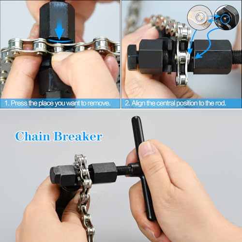 Ruby Q Bike Chain Kit, Single Speed Multi-Function Bike Mechanic Repair Kit, Chain Breaker and Bike Link Plier with Hook and 6 Pairs Bicycle Buckle, Reusable - Image 3