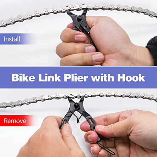 Ruby Q Bike Chain Kit, Single Speed Multi-Function Bike Mechanic Repair Kit, Chain Breaker and Bike Link Plier with Hook and 6 Pairs Bicycle Buckle, Reusable - Image 4