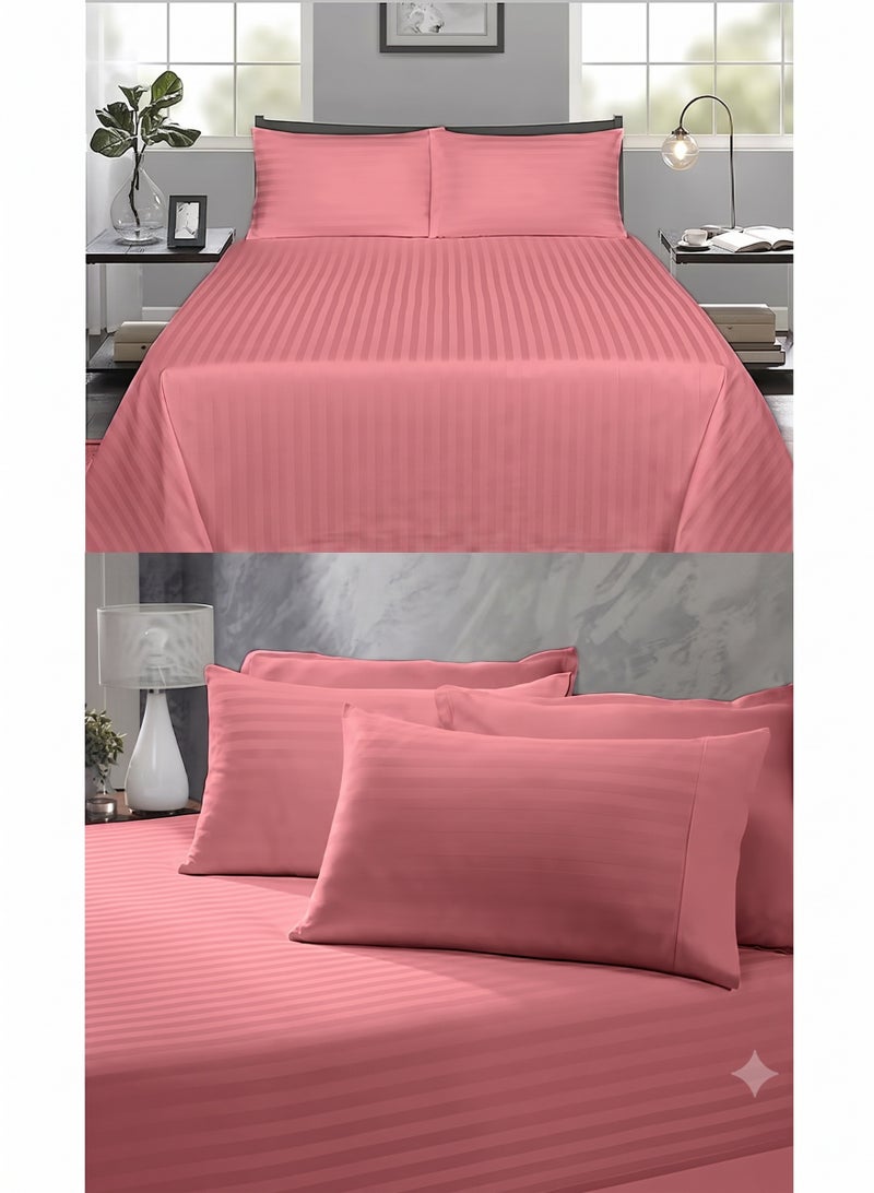 ZEESQUARE 3 PCS Maroon Stripe Flat Bed Sheet Set – Premium Soft Microfiber Bedding Set with 1 Flat Bed Sheet & 2 Pillow Covers | Hotel Collection Wrinkle Resistant Bedding for Home, Hotel & Guest Room - Image 3