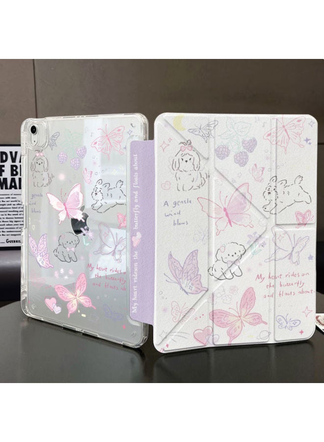 غطاء حماية Ins Butterfly Paradise Y Fold Ipadair6/5 الجيل 10/9/8 11 بوصة لجهاز iPad اللوحي - اللون: أبيض - الموديل المطبق: Ipad الجيل الخامس/ipad الجيل السادس 【 9.7 بوصة 】 - Image 1