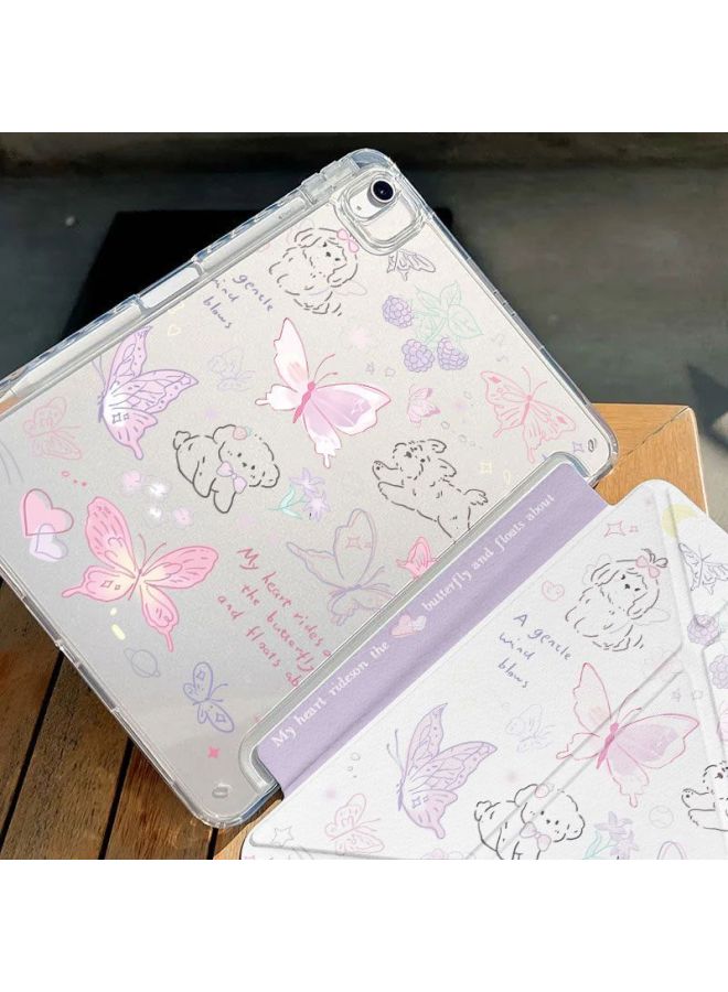 غطاء حماية Ins Butterfly Paradise Y Fold Ipadair6/5 الجيل 10/9/8 11 بوصة لجهاز iPad اللوحي - اللون: أبيض - الموديل المطبق: Ipad الجيل الخامس/ipad الجيل السادس 【 9.7 بوصة 】 - Image 3