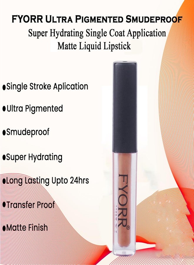 FYORR Non Transfer Matte Waterproof Liquid Lipstick Ultra Pigmented Non-Sticky Smooth Finish Lip Color, Nude Perfect (4ml) - Image 5
