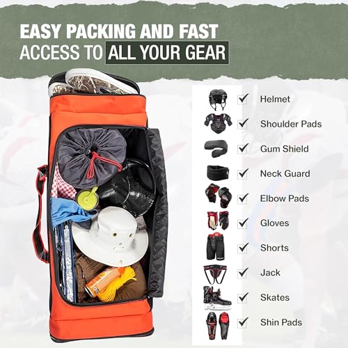Jetstream Heavy Duty Multi Pocket Large Sports Gym Equipment 3-Pocket Travel Duffel Bag (36 Inch, Orange) - Image 5