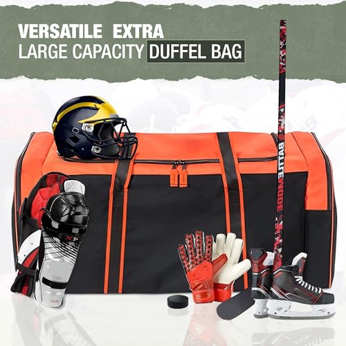 Jetstream Heavy Duty Multi Pocket Large Sports Gym Equipment 3-Pocket Travel Duffel Bag (36 Inch, Orange) - Image 3