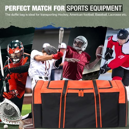 Jetstream Heavy Duty Multi Pocket Large Sports Gym Equipment 3-Pocket Travel Duffel Bag (36 Inch, Orange) - Image 2