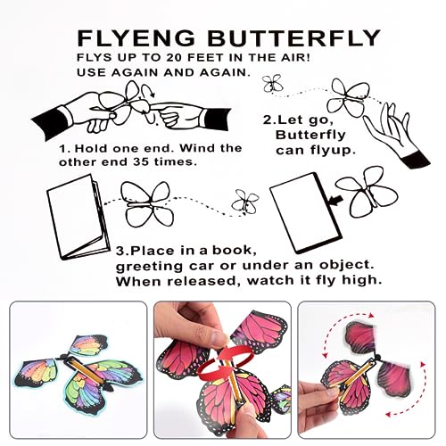 Jainchan® Flying Butterfly Toys/Games | Colourful Butterflies Rubber Windup Toy DIY Surprise Butterfly Card Gift for All Ages | Occassion, Festivals | Novelty Gag Toy (15 Pcs) - Image 4