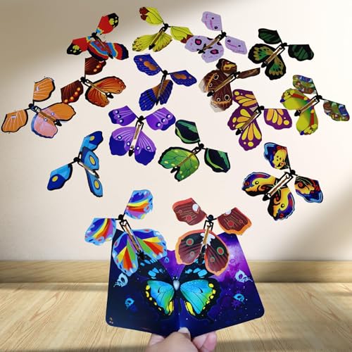 Jainchan® Flying Butterfly Toys/Games | Colourful Butterflies Rubber Windup Toy DIY Surprise Butterfly Card Gift for All Ages | Occassion, Festivals | Novelty Gag Toy (15 Pcs) - Image 1