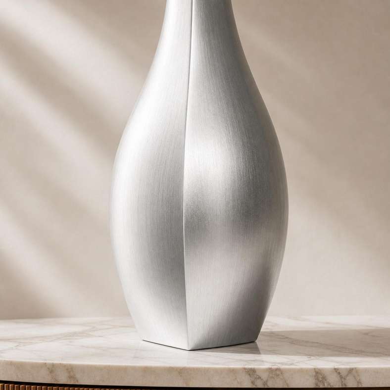 Pan Home Hearth Metal Flute Vase 17x17x67cm - Silver - 112ZAM9900014 - Image 2