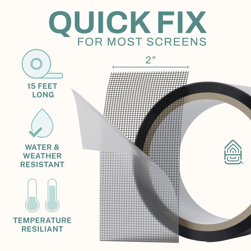 Home Intuition 2" x 15 Feet Premium Screen Repair Tape Roll for Window, Door, Patio, Pool Screens â€“ Waterproof Fiberglass Mesh Adhesive Roll â€“ Easy Fix for Screen Tears, Holes â€“ Durable Screen Patch - Image 3