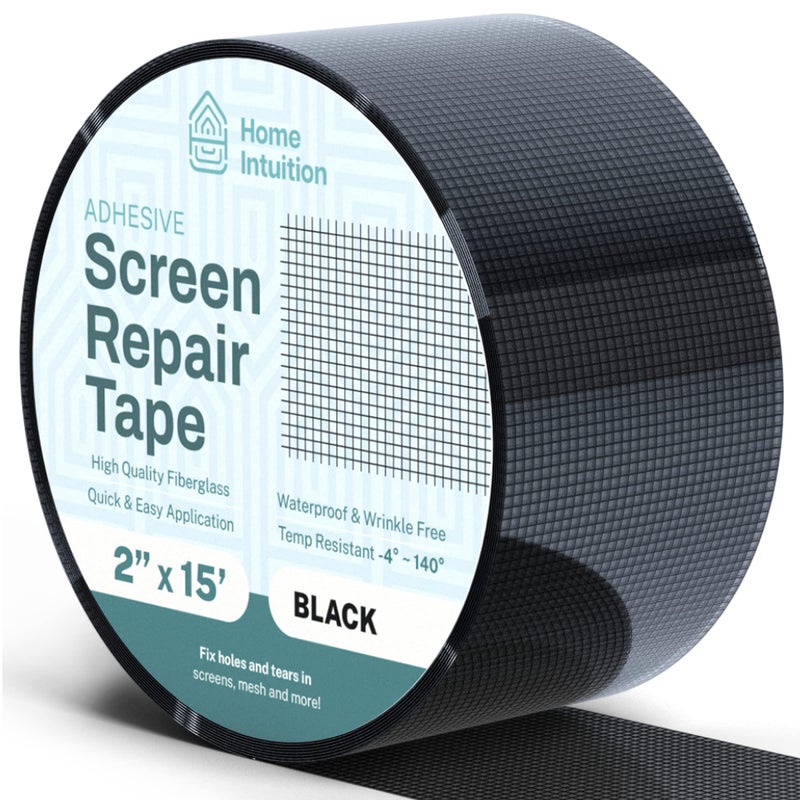 Home Intuition 2" x 15 Feet Premium Screen Repair Tape Roll for Window, Door, Patio, Pool Screens â€“ Waterproof Fiberglass Mesh Adhesive Roll â€“ Easy Fix for Screen Tears, Holes â€“ Durable Screen Patch - Image 1