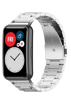 Generic Watch Strap Compatible for HUAWEI Watch Fit, Replacement Metal Smart Watch Strap Quick Release Stainless Steel Watch Band Wristband Compatible for HUAWEI Watch Fit (Silver)  - Image 1