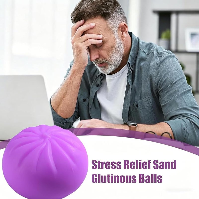 Orandan 2026 New Dumpling Squishy, Colorful Dumplings Stress Balls Fidget Sensory, Squeeze Dough Ball Stress Relief Hand with Food Steamer Stretchy Desk - Purple - Image 5