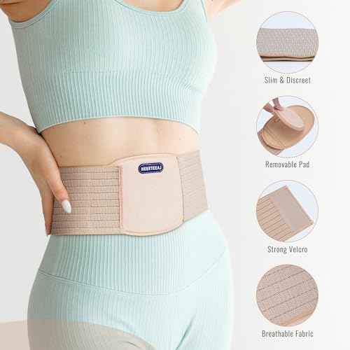 HEERTEEAJ Umbilical Hernia Belt | Abdominal Hernia Belt for Men & Women | Belly Button Umbilical Hernia Binder w/ 1 Hernia Compression Pads | Ventral, Epigastric & Post Surgery Support Belts - Image 3