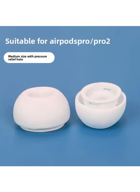 For AirPods Pro2 Bluetooth Digital Headset Silicone Earplugs For Apple Wireless Replacement Silicone Ear Cap Wholesale-Color:White Medium-noise Reduction With Pressure Relief Hole