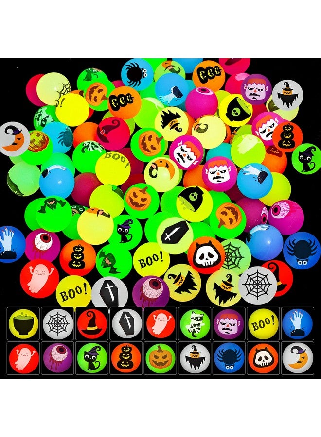 أم جاي بارتي MGparty 90 قطعة من كرات الهالوين المتوهجة في الظلام، 18 تصميمًا لموضوع الهالوين، كرات مرتدة للأطفال والبنات والأولاد، هدايا حفلات الهالوين، لوازم الحلوى أو المقالب، هدايا الحقائب، حشوات الهدايا - Image 1
