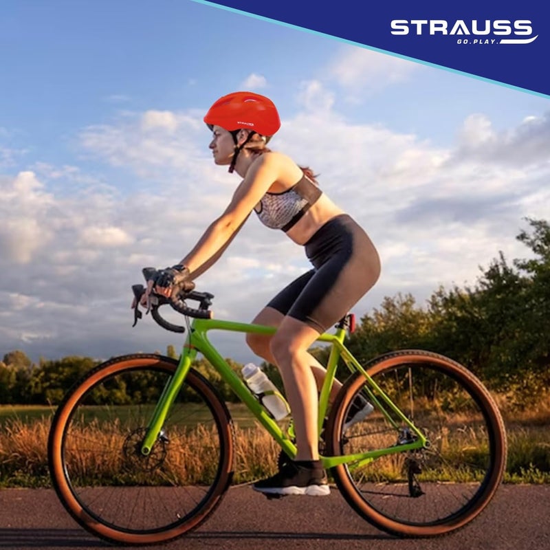 STRAUSS خوذة GlideX للدراجات الهوائية | خفيفة الوزن مع تهوية جيدة | خوذة متعددة الرياضات للدراجات الجبلية، والدراجات على الطرق والتزلج | بطانة من رغوة EPS | مثالية للبالغين من عمر 15 سنة فما فوق (أحمر) - Image 4