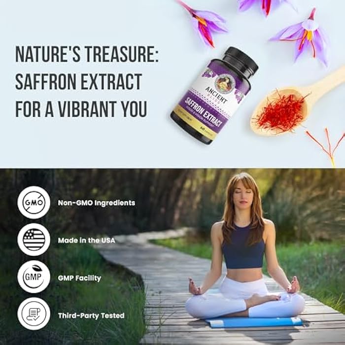 Ancient Bliss Saffron Extract Capsules Mood & Eye Support Supplement, Saffron Extract Appetite Suppressant Weight Management for Women & Men (60 Capsules) - Image 4